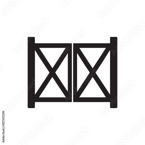 Cross brace farm gate silhouette vector icon illustration