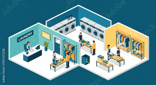 Laundry Facility with Multiple Rooms and Equipment.