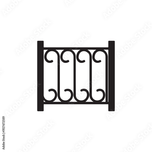 Wavy loop metal fence gate silhouette vector illustration design on white background