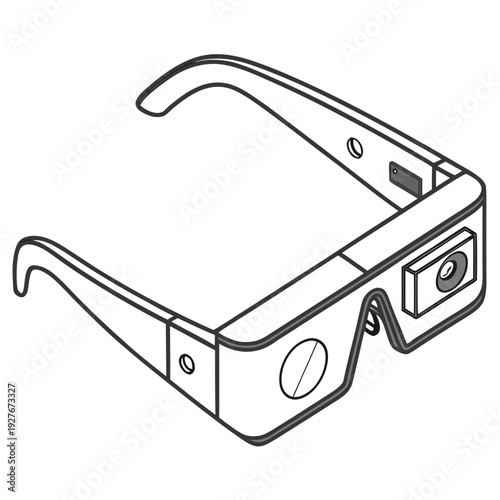 A drawing of virtual reality goggles on a white background