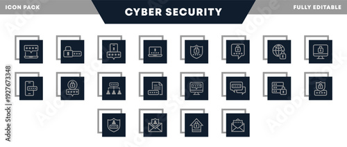 Cyber Security and Account Protection Icons Pack for website, applications and UI UX