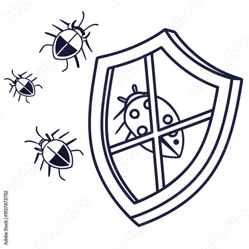 A shield protects against malicious bugs and viruses