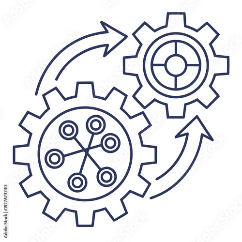 Two gears exchanging data in a mechanical process