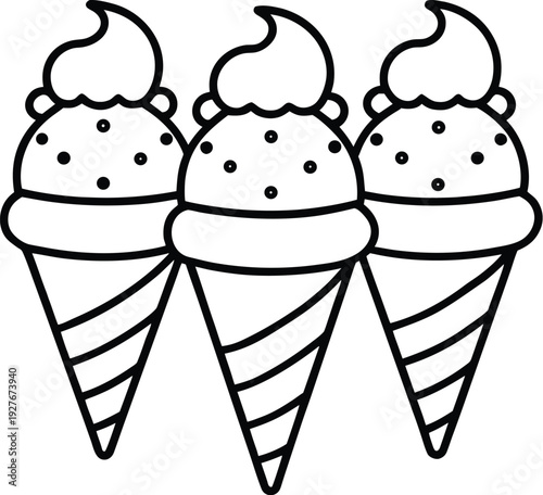 cartoon-ice-cream-cones--line-art.eps