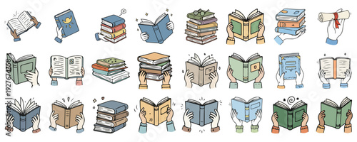 Hand Drawn Book Icons Set