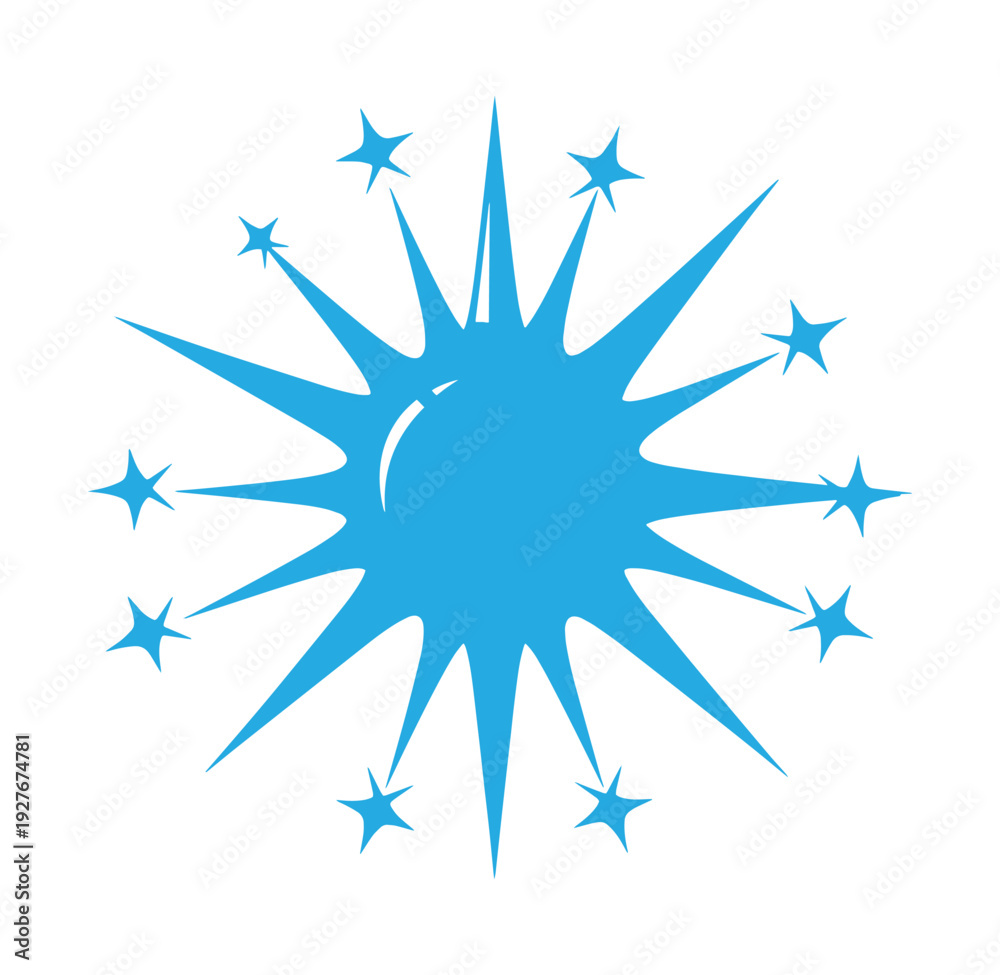 Fototapeta premium blue explosion with stars on white background