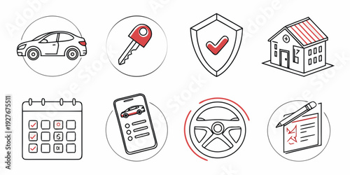 Icons representing various aspects of health and safety Vector
