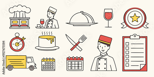 A diverse collection of icons representing various professions and activities Vector