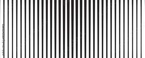Thin line halftone gradient texture. Fading vertical stripe gradation background. Repeating wide pattern backdrop. Black parallel lines wallpaper for overlay, print, cover, banner, poster. Vector