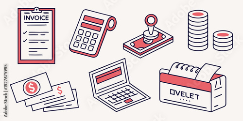 A diverse collection of medical and office supplies arranged neatly on a table Vector