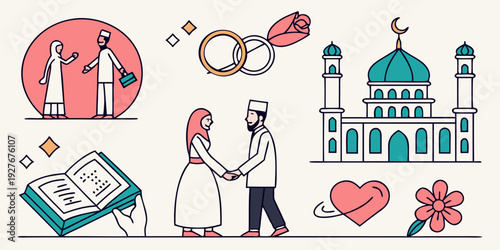 A diverse collection of icons representing various aspects of life and society Vector