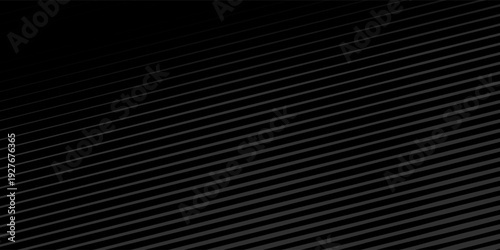 Black oblique straight line background. Masculine dark linear abstract wallpaper. Elegant luxury striped gradient texture. Grey diagonal lines backdrop for flyer, banner, poster, presentation. Vector