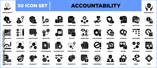 Accountability Icon Sheet Glyph Black