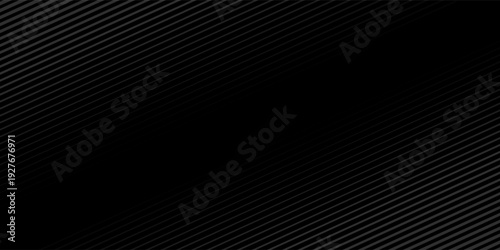 Black oblique straight line background. Masculine dark linear abstract wallpaper. Elegant luxury striped gradient texture. Grey diagonal lines backdrop for flyer, banner, poster, presentation. Vector