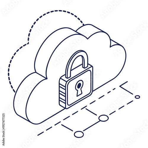 A cloud with a lock on it representing secure data storage