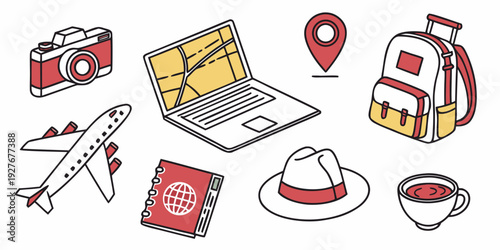 A diverse set of icons representing various aspects of modern life and technology Vector