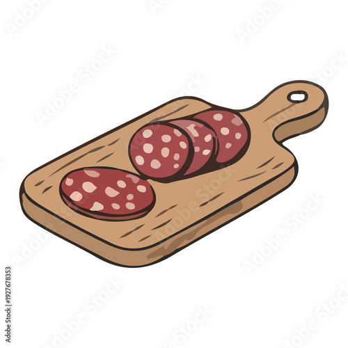 Salami Slices on Cutting Board