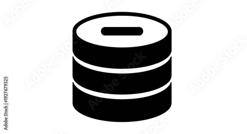 A stylized illustration of a cylindrical database storage device with a circular hole at the top