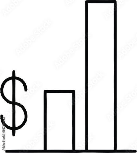 growing financial chart with dollar sign representing economic growth business success and investment progress