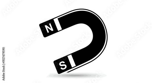 Strong horseshoe magnet with north and south poles clearly labeled