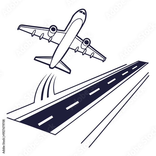 Airplane taking off from a runway