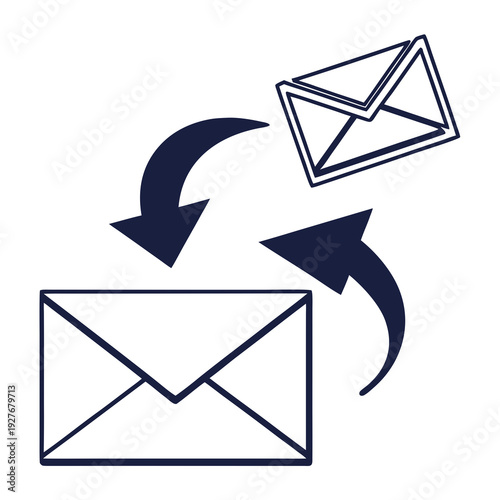 Two envelopes exchanging data with curved arrows