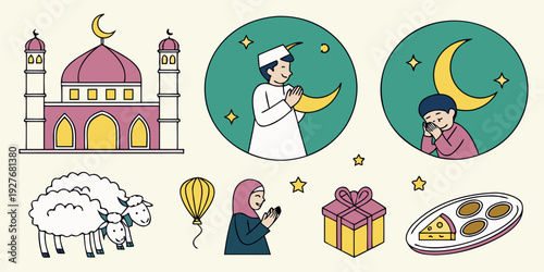 A vibrant illustration showcasing a castle, a dragon, and a knight in a fantasy setting. Vector