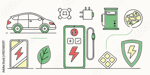 Illustration of various transportation and road safety symbols and icons Vector
