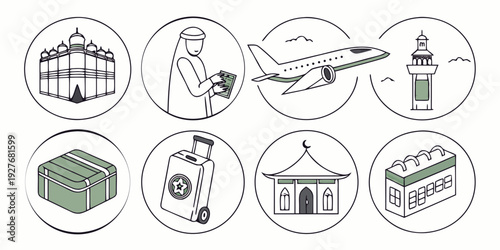 A collection of various objects and their corresponding symbols and icons Vector
