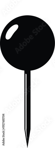Simple black push pin illustration on a white background