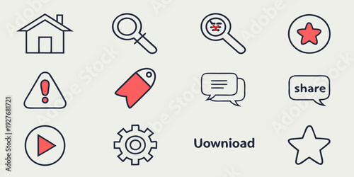 A collection of diverse icons representing various functions and actions Vector