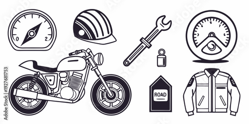 A diverse collection of various objects and tools displayed together Vector