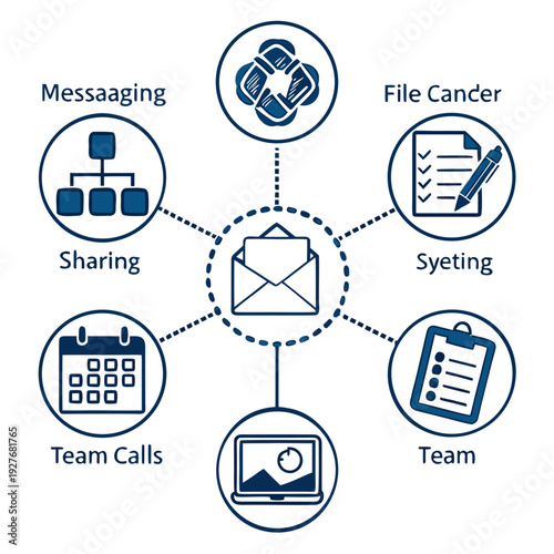 A visual representation of various communication methods and their connectivity. Vector