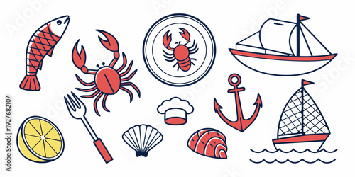 A vibrant collection of various sports equipment and accessories displayed in a circular arrangement. Vector