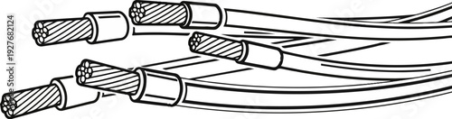 Close-up view of stripped electrical wires showing copper strands