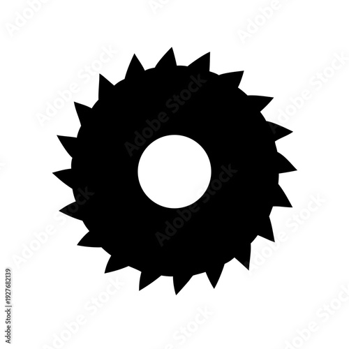 mechanical power icon, industrial gear vector, circular saw blade illustration, cog icon, woodworking tool vector, metalworking graphic, engineering gear symbol, kinetic energy icon, rotation motion v