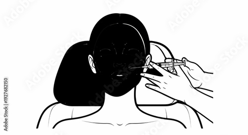 Close-up of a person receiving a facial injection with a syringe