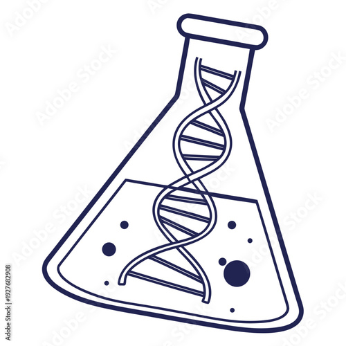 A dna double helix in a laboratory flask