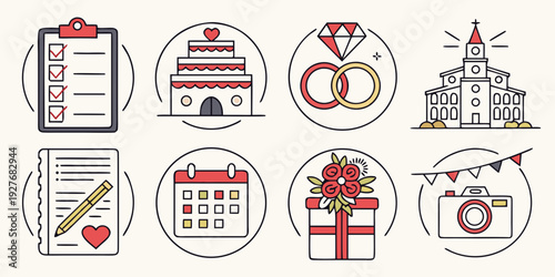 A diverse collection of icons representing various aspects of life and activities Vector