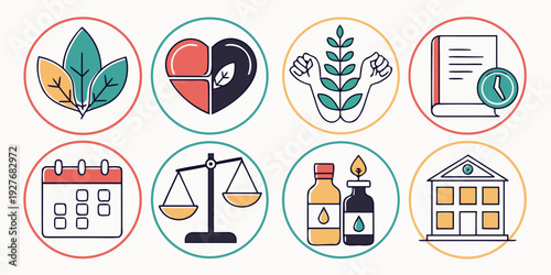 A diverse collection of icons representing various aspects of society and services Vector