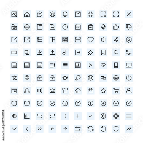 Collection of minimalist line icons simple vector UI element