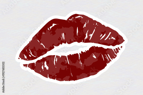 red lips isolated on white background