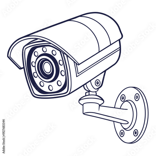 A security camera mounted on a wall bracket