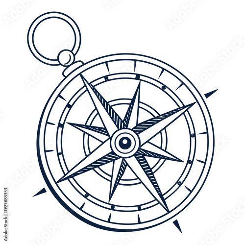 A blue compass on a white background