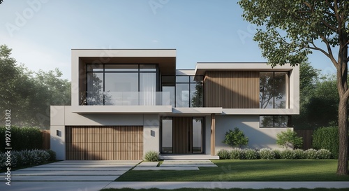 Modern architectural design showcasing a contemporary house with clean lines and natural light