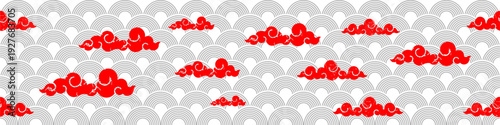 Chinese pattern with traditional clouds vector for elegant cultural banners. Ideal for symbolizing eastern prosperity, classic oriental heritage, and peaceful zen weather.