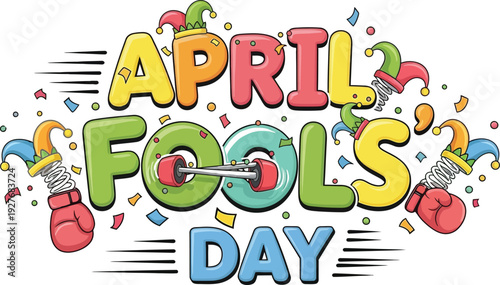 Vibrant april fools' day graphic with colorful typography
