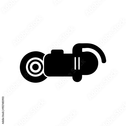 Angle Grinder Machine Glyph Icon Silhouette on White Background.