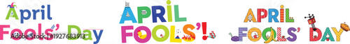 Multicolored april fools day celebration typography