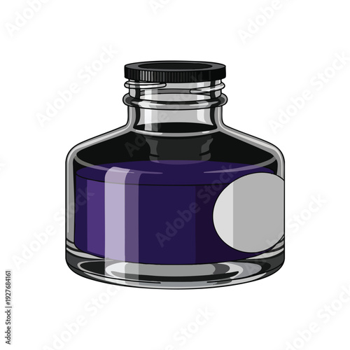 Elegant Black Ink Bottle with Silver Cap for Artistic and Creative Projects